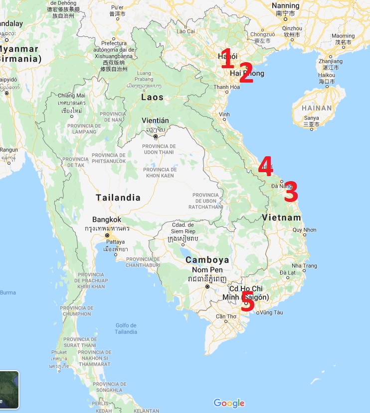 mapa viaje clasico vietnam